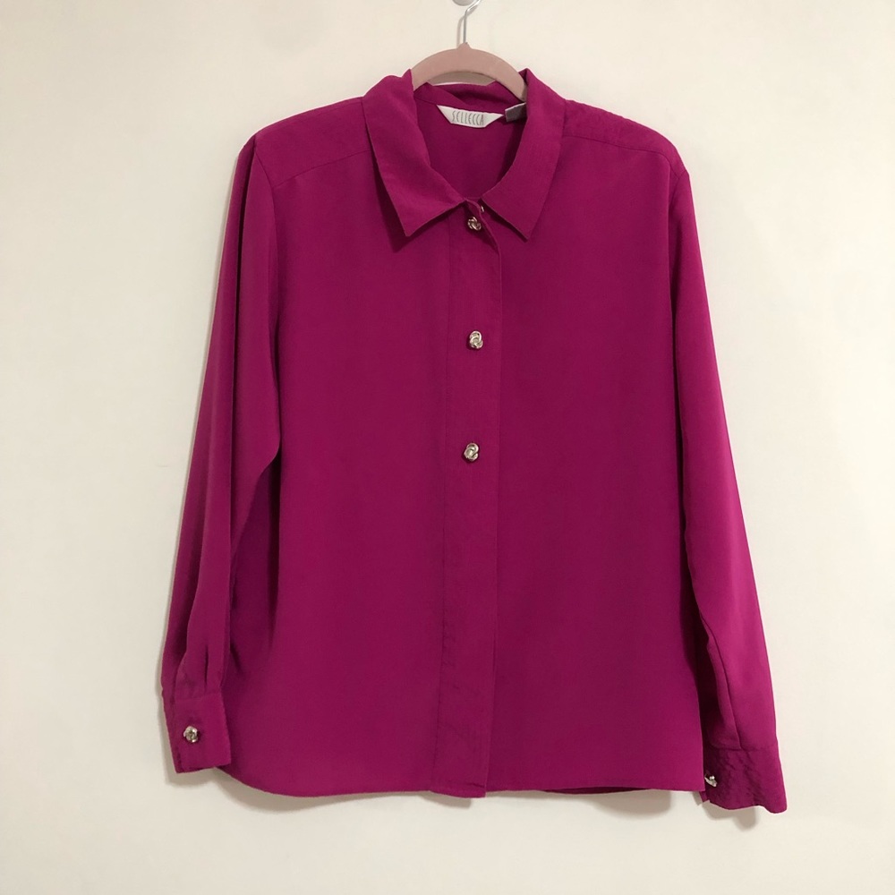 Sellecca Vintage fuchsia Long Sleeve Blouse size 10